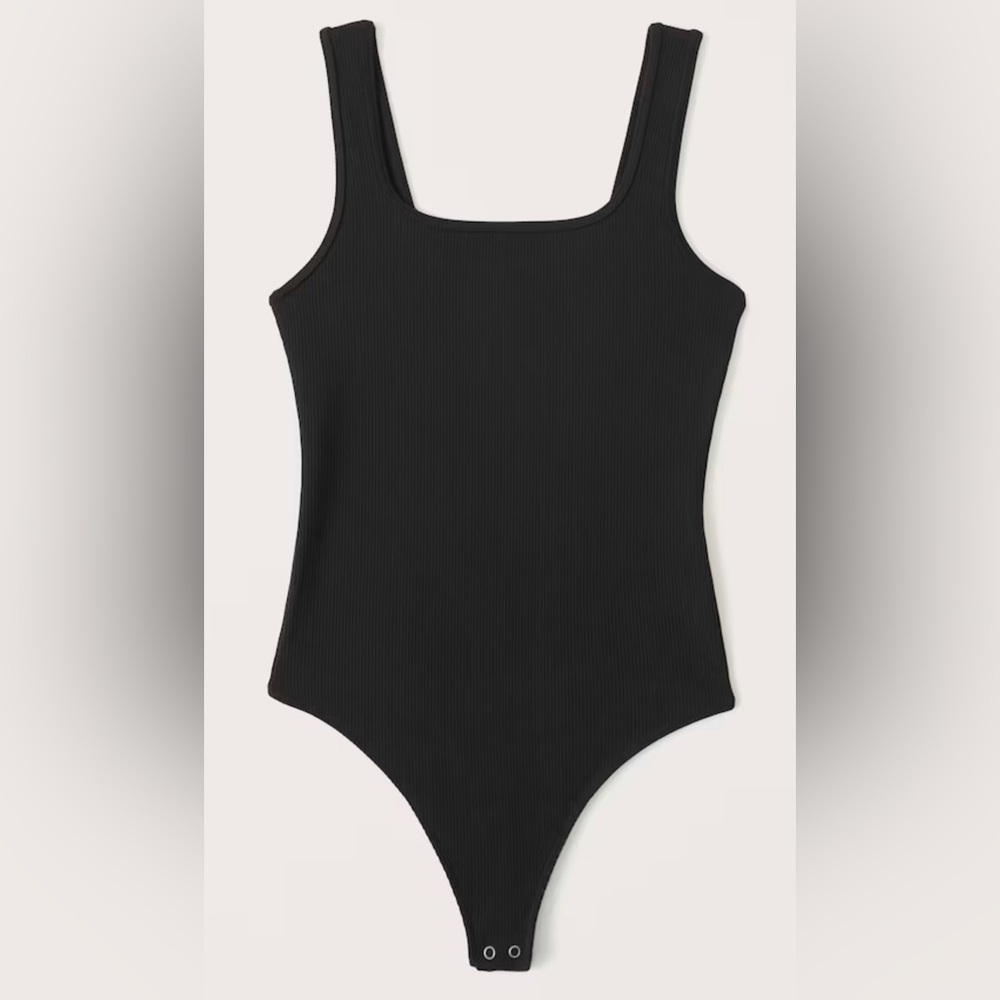 Abercrombie & Fitch Seamless Rib Fabric Tank Bodysuit - black size small